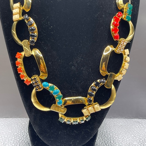 kate spade Jewelry - Kate Spade RARE stunning gold link necklace with colored stones